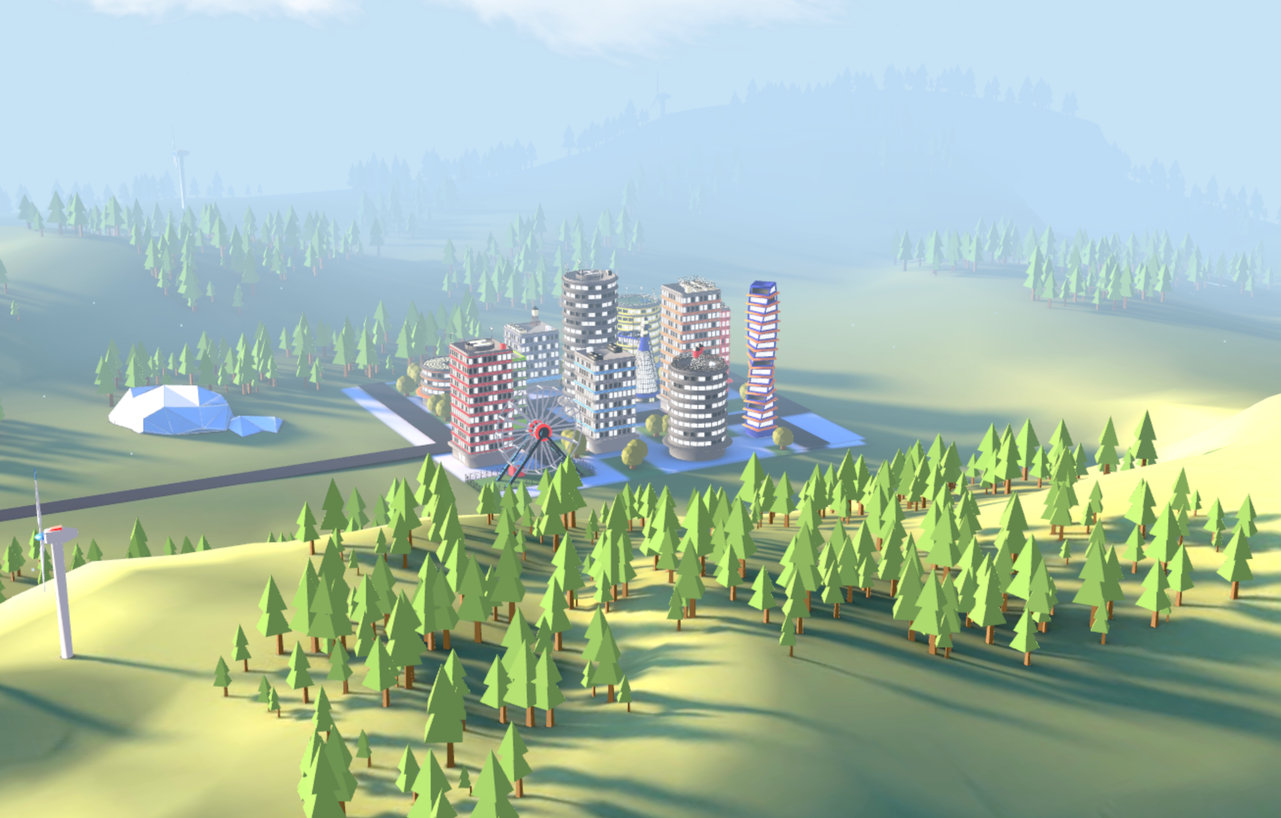 Atmospheric animated 3D city visualization for brand experience and immersive web design
